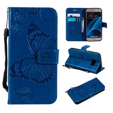 NOMO Galaxy S7 Case Galaxy S7 Wallet Case Galaxy S7 Case with Card Holders Folio Flip PU Leather Butterfly Case Cover with Credit Card Slots Kickstand Phone Case for Samsung Galaxy S7 Navy Blue - B07G6R2VR9